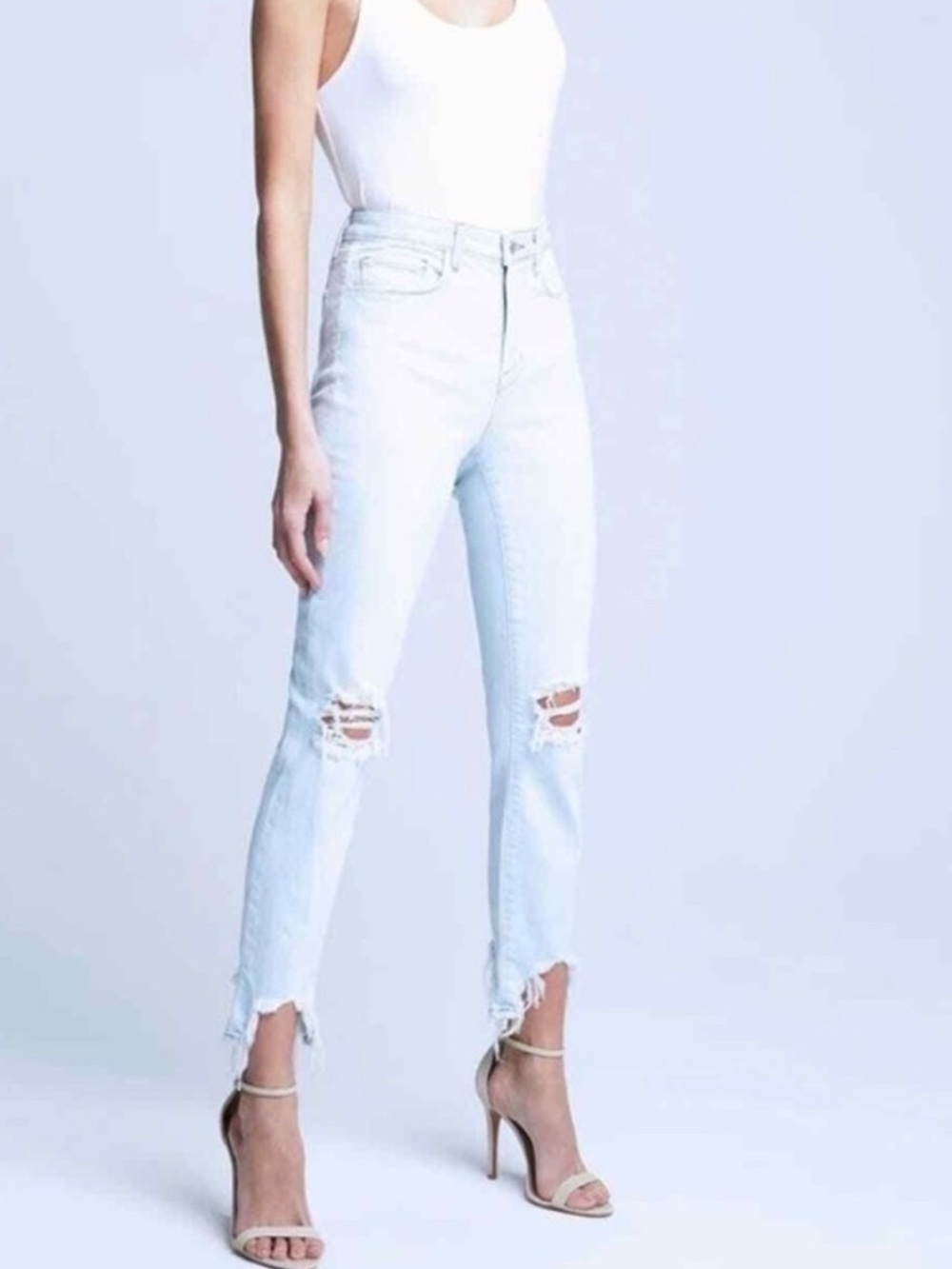L'AGENCE distress light blue High-Rise Skinny Jeans